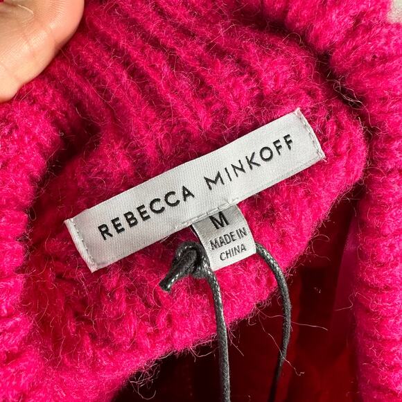 REBECCA MINKOFF Neon Pink Bold Heavy Knit Pullover Sweater Jumper Valerie M NWT - Picture 8 of 9